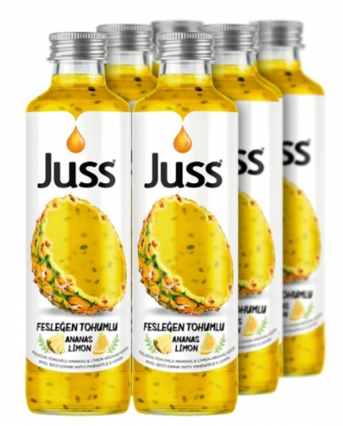 JUSS PINEAPPLE/LEMON BASIL SEED DRINK 8.45 OZ (250ML) X 24PCS (GLASS BOTTLE) - JUS21