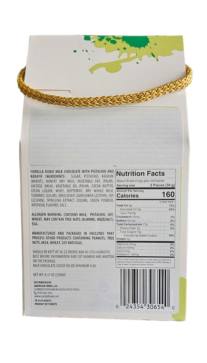 Fiorella Dubai Milk Chocolate Pistachio and Kataifi Yarn Box 230gr x 18 - 1100016119