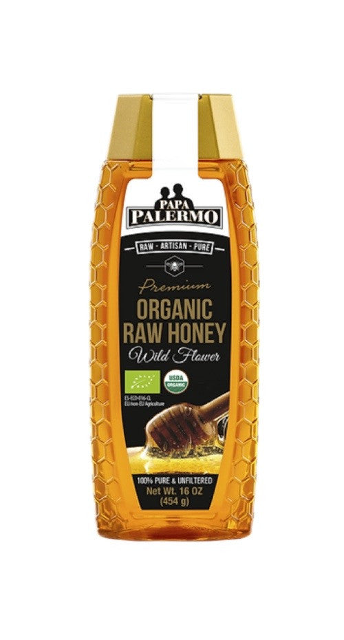 Papa Palermo Wildflower Honey in 12 x 16 oz (454 gr) Plastic Jar - PALH03