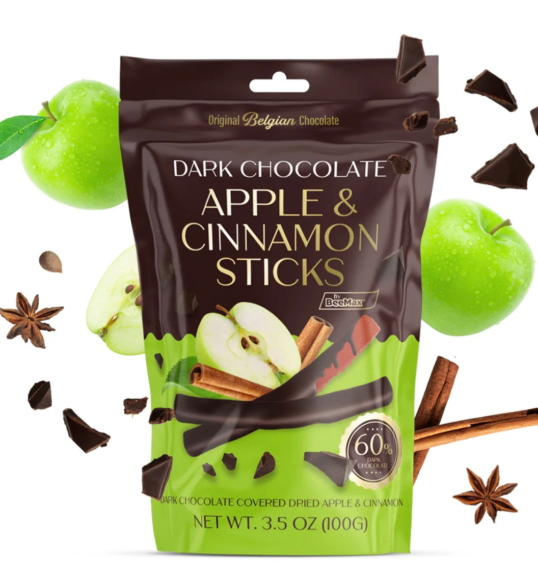 BeeMax Dark Chocolate APPLE & CINNAMON Sticks 3.5oz F1008