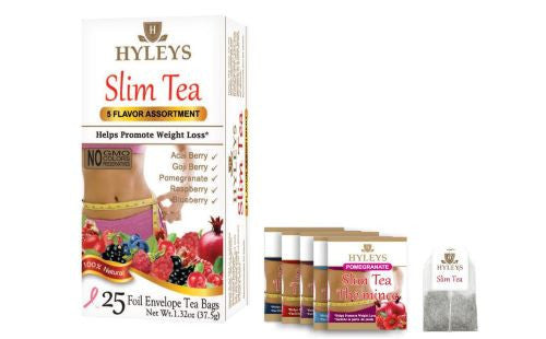 K - HYLEYS SLIM TEA 5 FLAVOR ASSORTMENT1.32oz X 25pc X 12/CS - HY06