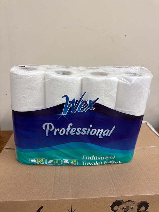 Wex Professional Toilet Paper 150 Sheets 24 Rolls*3 Pcs, 4.2kg(9.3lbs)/1pcs - CB8006