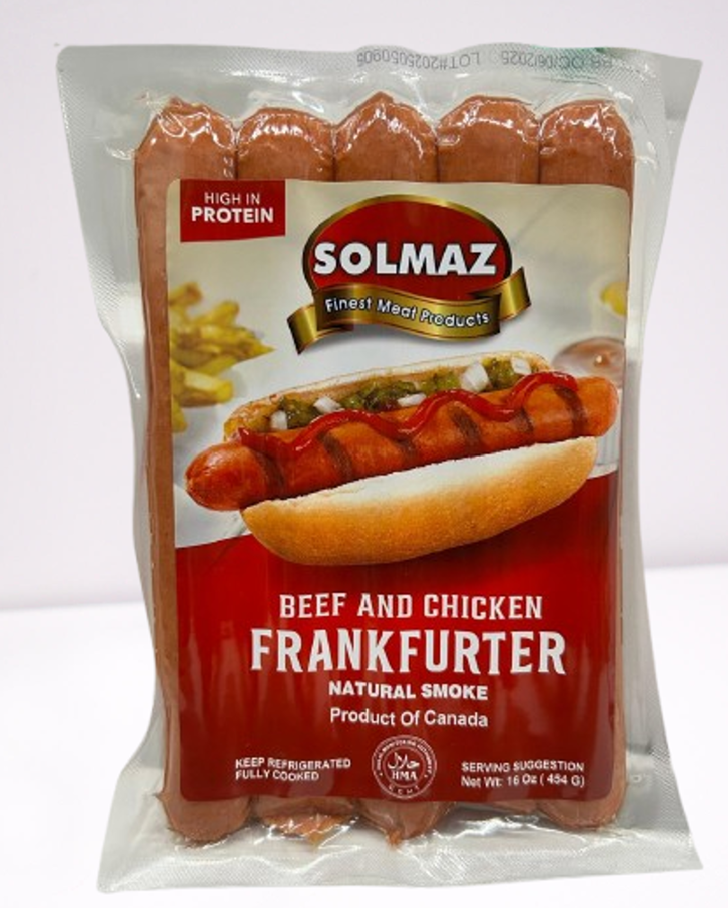 Solmaz Frankfurter Sausage 1 Lb X 10PCS (HALAL) - U12704