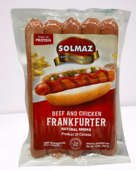 Solmaz Frankfurter Sausage 1 Lb X 10PCS (HALAL) - U12704