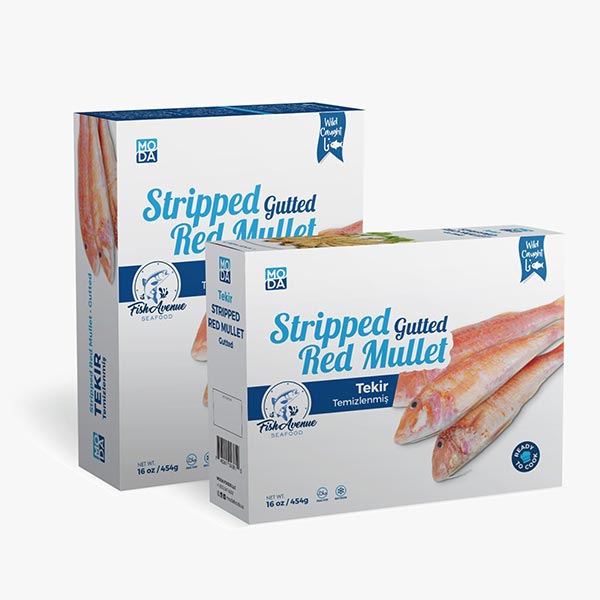 Fish Avenue Frozen Red Mullet (Temizlenmis Tekir), Wild Caught, Gutted, 1lb x 16pack - 500105