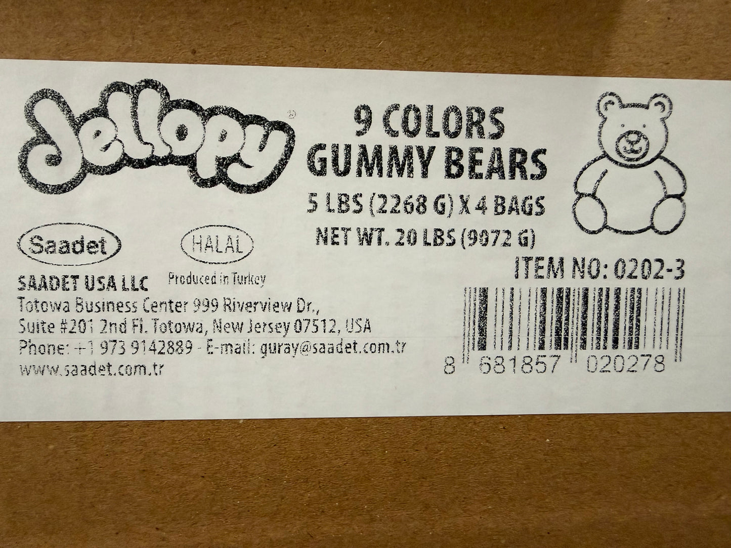 YAY FUN Bulk Gummy Bears 5lbs. X 4Pcs DBG001