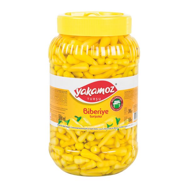 Yakamoz, Pickles, Yellow Baby Pepper (Biberiye), Hot, Pet Jar, 3lt x 6 - 5360