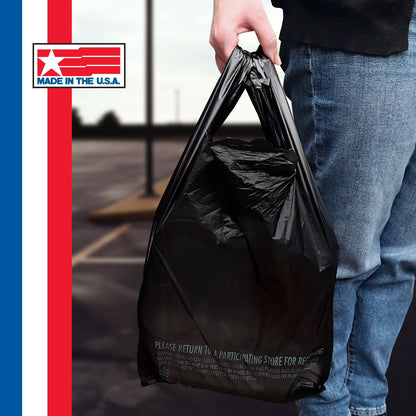 Husky Black T-Shirt Carryout Bags, 11.5" x 6.5" x 22" 1000 ct.