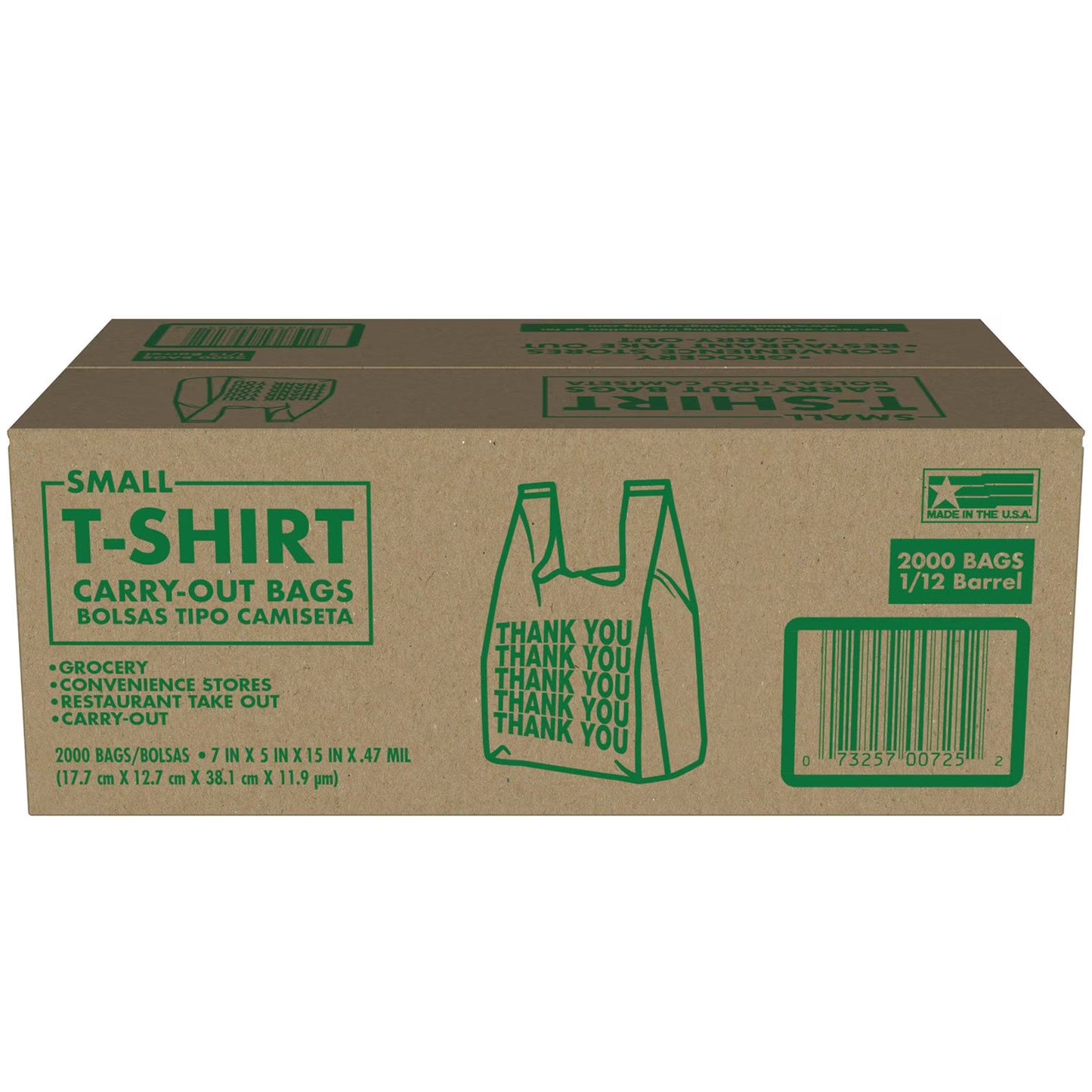 Husky Small T-Shirt Carry-Out Bags, 7" x 5" x 15" (2000 ct.)