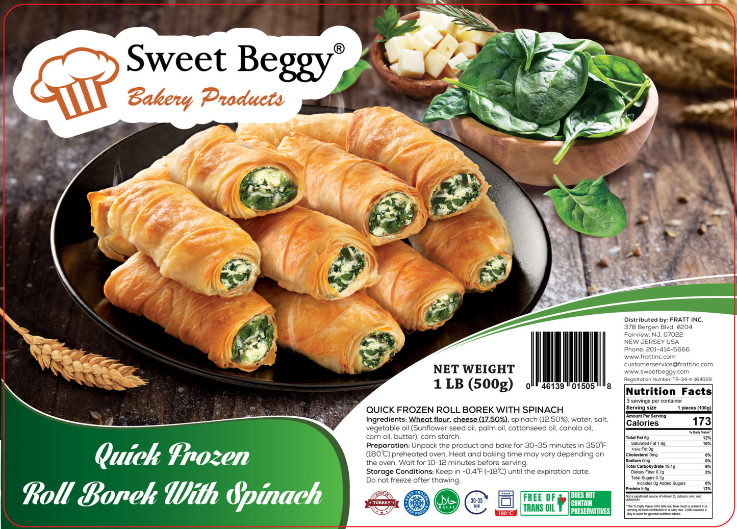 T5 Sweet Beggy Roll Borek With Spinach 500gr 1cs/10pcs