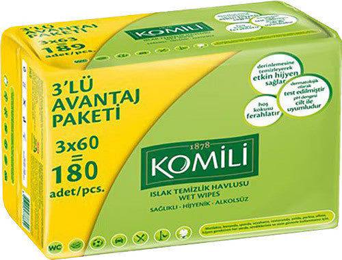 KOMILI Baby Wipes - Islak Mendil 3x60pc 1cs/12pcs