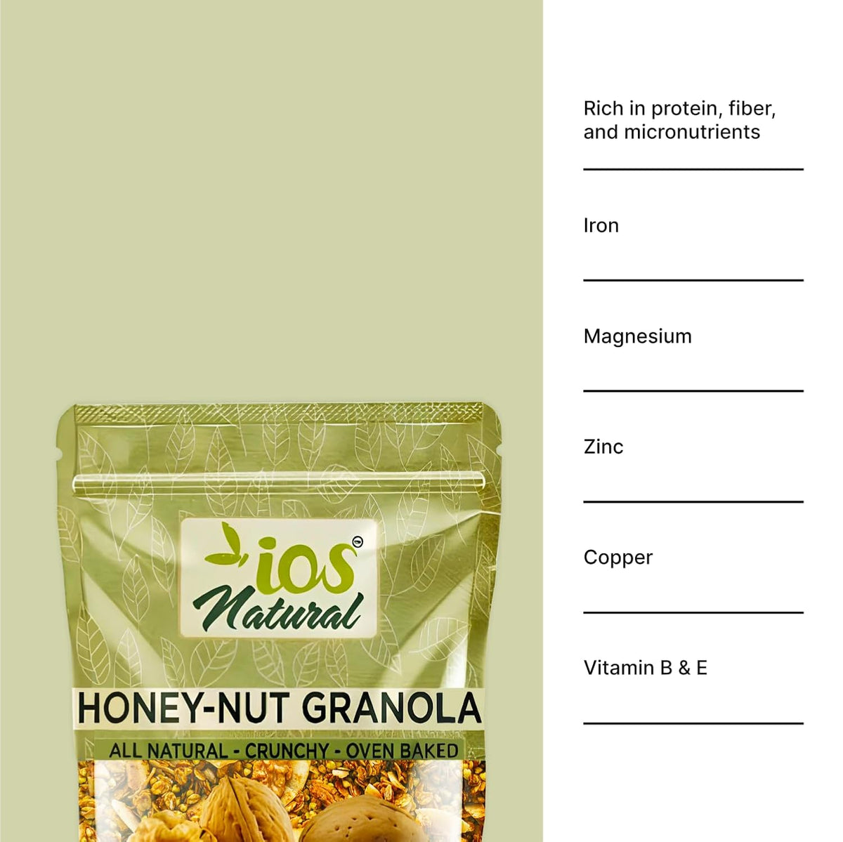 IOS Natural Honey Nut Granola Cereals 12oz X 12