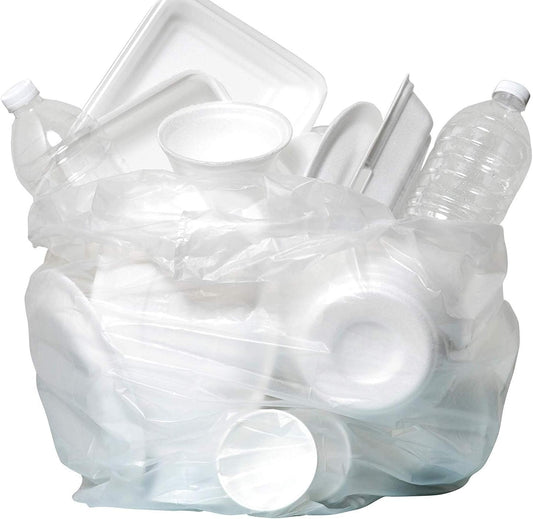 Clear Trash Can Liners - 65 Gallon - High Density Garbage Bags - 100pcs/case