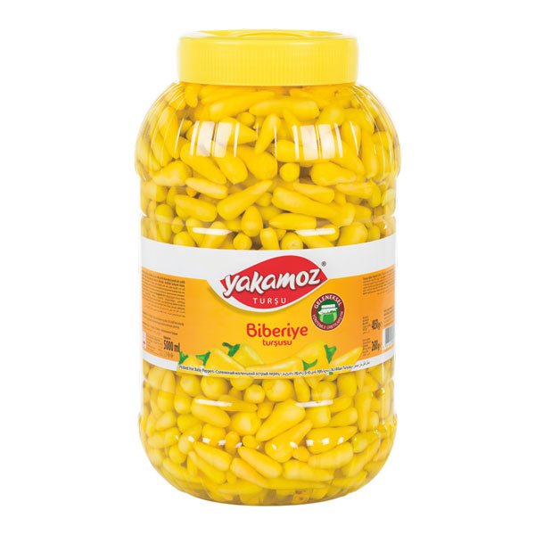 Yakamoz, Pickles, Yellow Baby Pepper (Biberiye), Hot, Pet Jar, 5lt x 4 - 6589