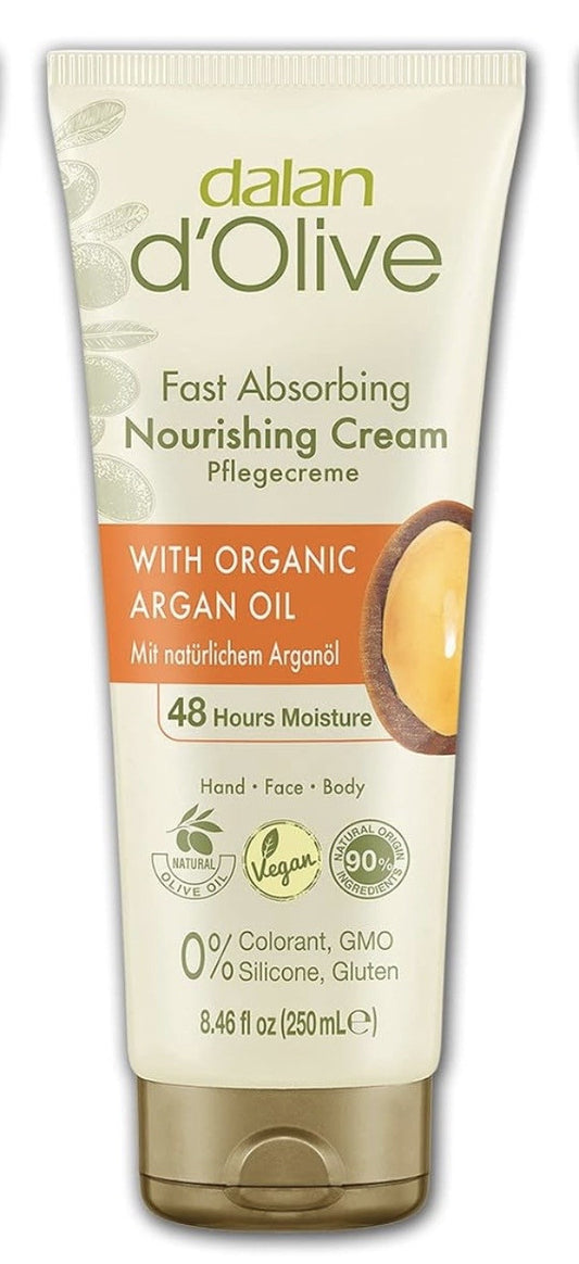 D'OLIVE Nourishing Hand & Body Cream Argan Oil 8.45 fl.oz.250 ml X 18 - DO90215