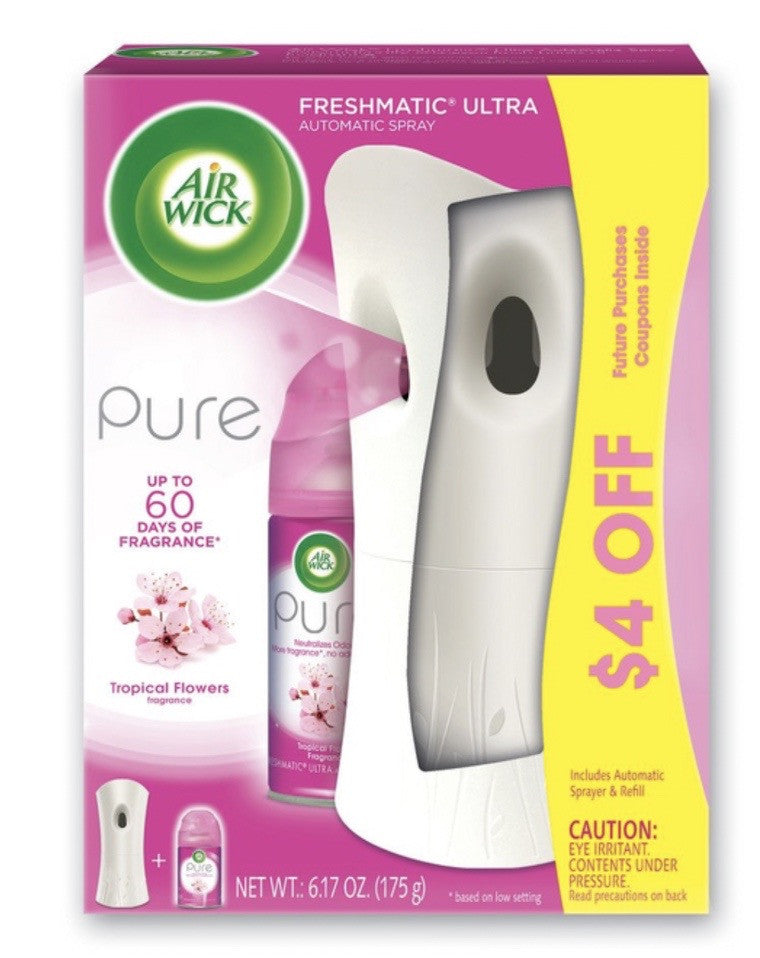 Air Wick Pure Freshmatic Automatic Spray Kit (Gadget + Refill) | 4/cs | Pure Tropical - AW01