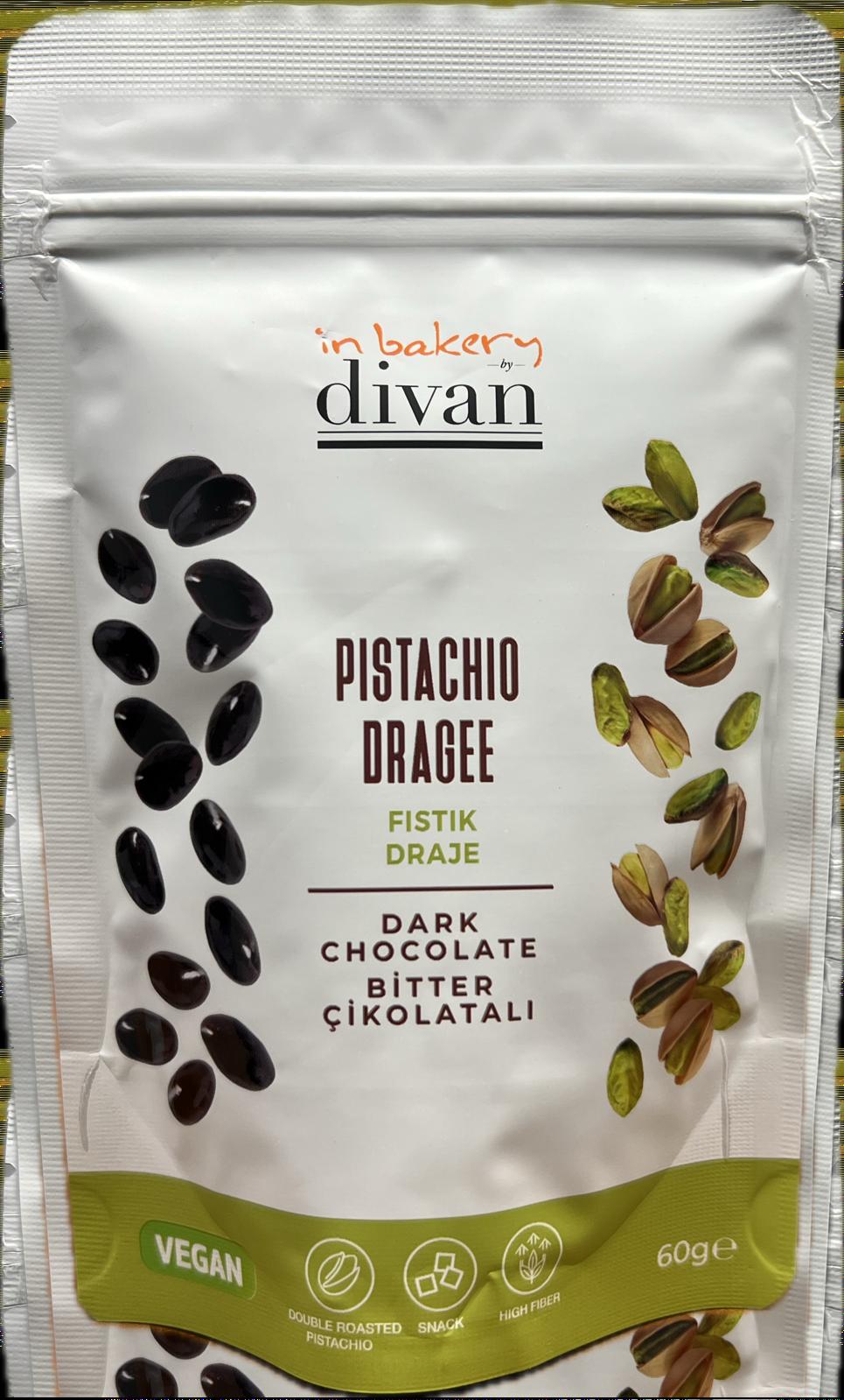 Divan Chocolate Coated, Dragee Pistachios, Doypack, 2.1oz (60g) x 10pcs - 7005007