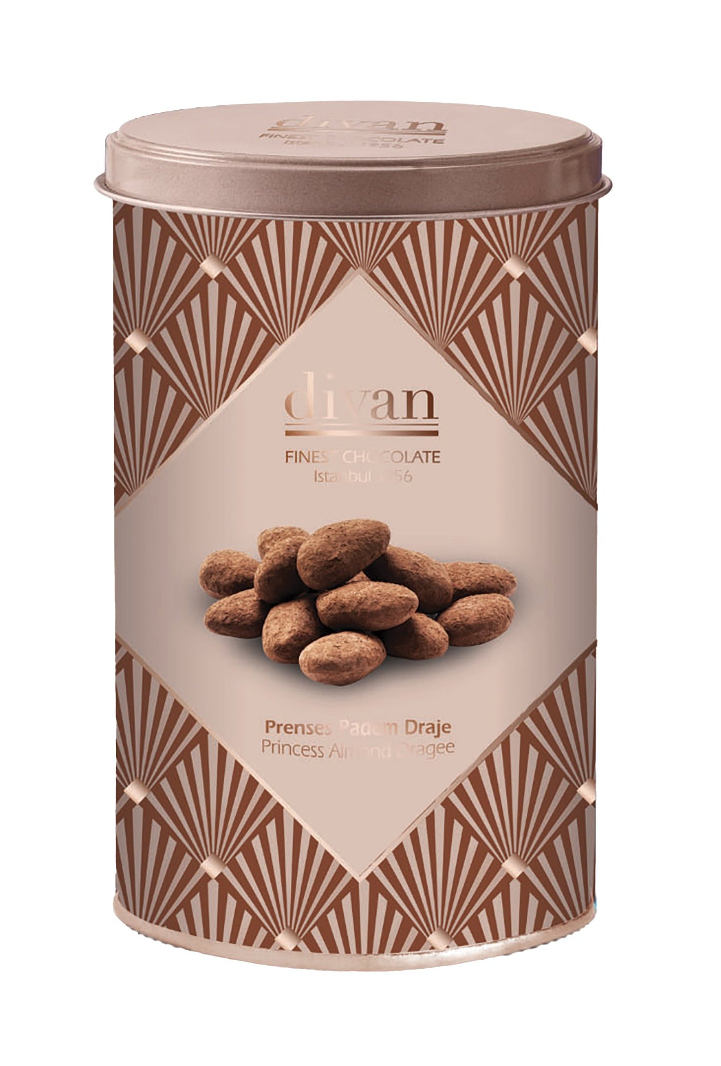 Divan Chocolate Coated, Dragee Cocoa Covered Almond, Round Tin Container, 4.9oz (140g) x 12pcs - 7009163