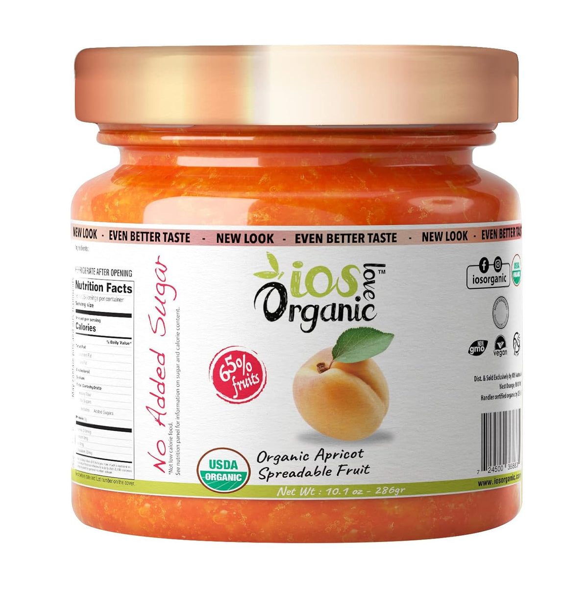 IOS Love Organic Apricot Spreadable Fruit, 10.1 oz X 6