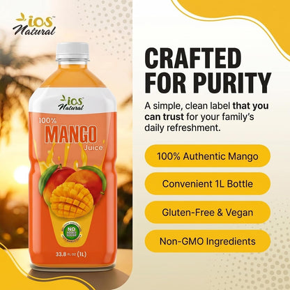 IOS Naturals 100% Mango Juice 33.8 fl oz X 12
