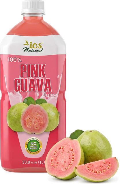 IOS Naturals 100% Pink Guava Juice 33.8 fl oz X 12