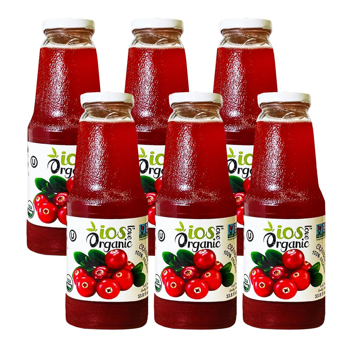 IOS Organic Cranberry Juice 33.8 fl oz X 6