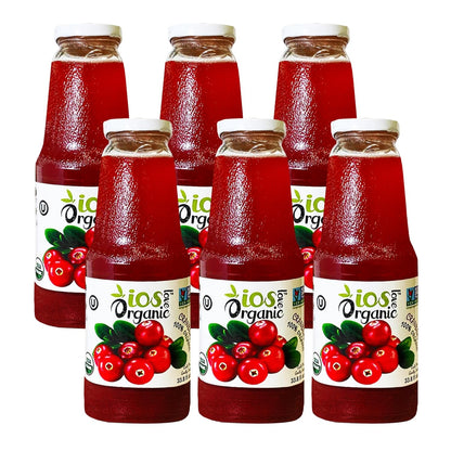 IOS Organic Cranberry Juice 33.8 fl oz X 6