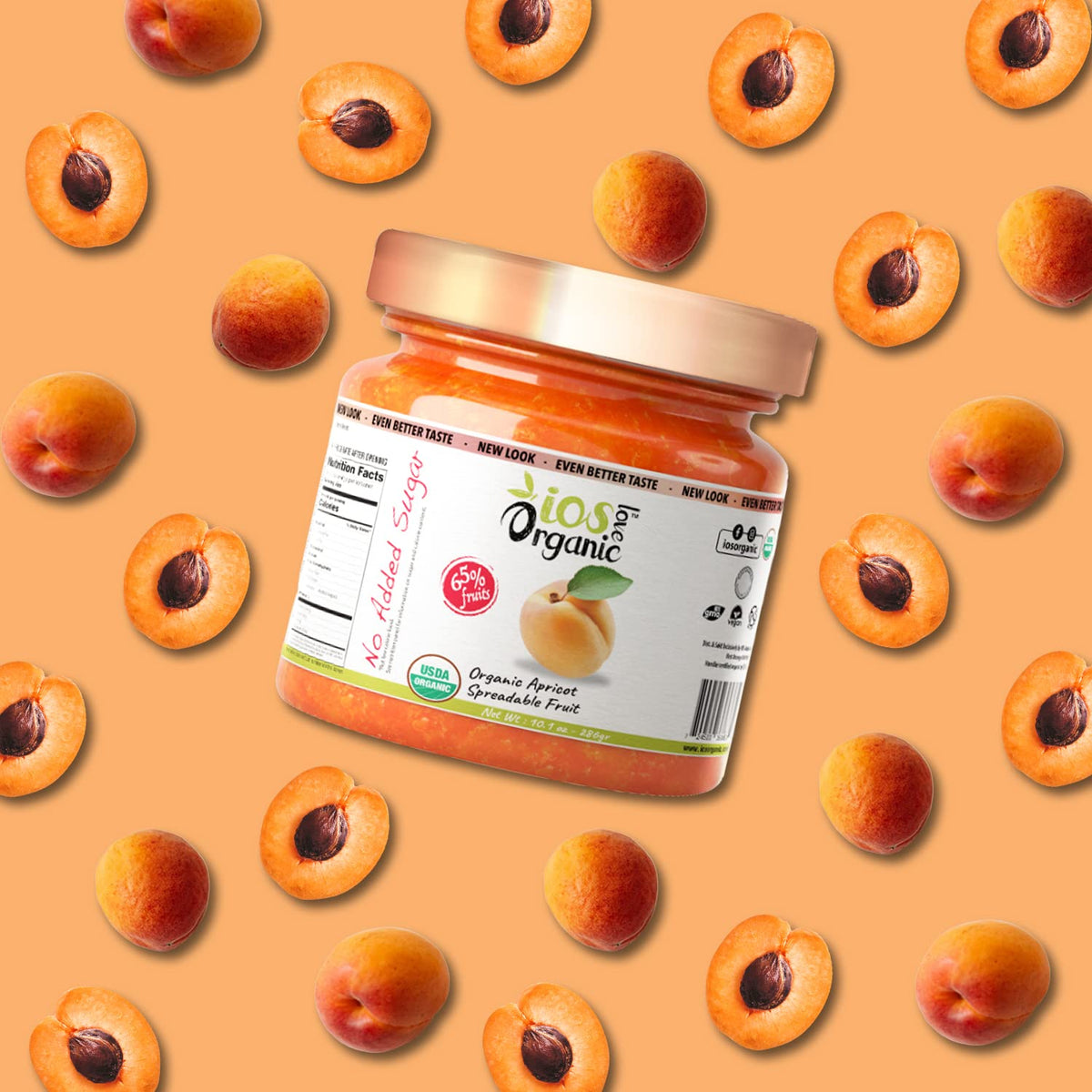 IOS Love Organic Apricot Spreadable Fruit, 10.1 oz X 6