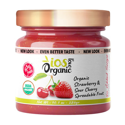 IOS Love Organic Strawberry & Sour Cherry Spreadable Fruit, 10.1 oz X 6