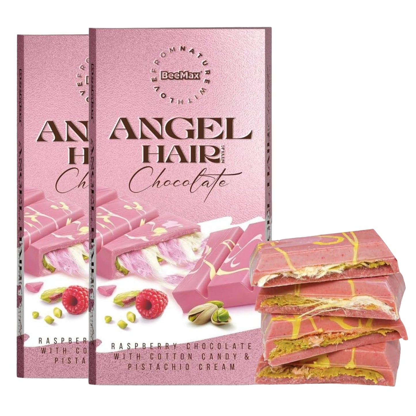 Beemax Raspberry Angel Hair Dubai Chocolate Bar 6 oz (170g) C2001