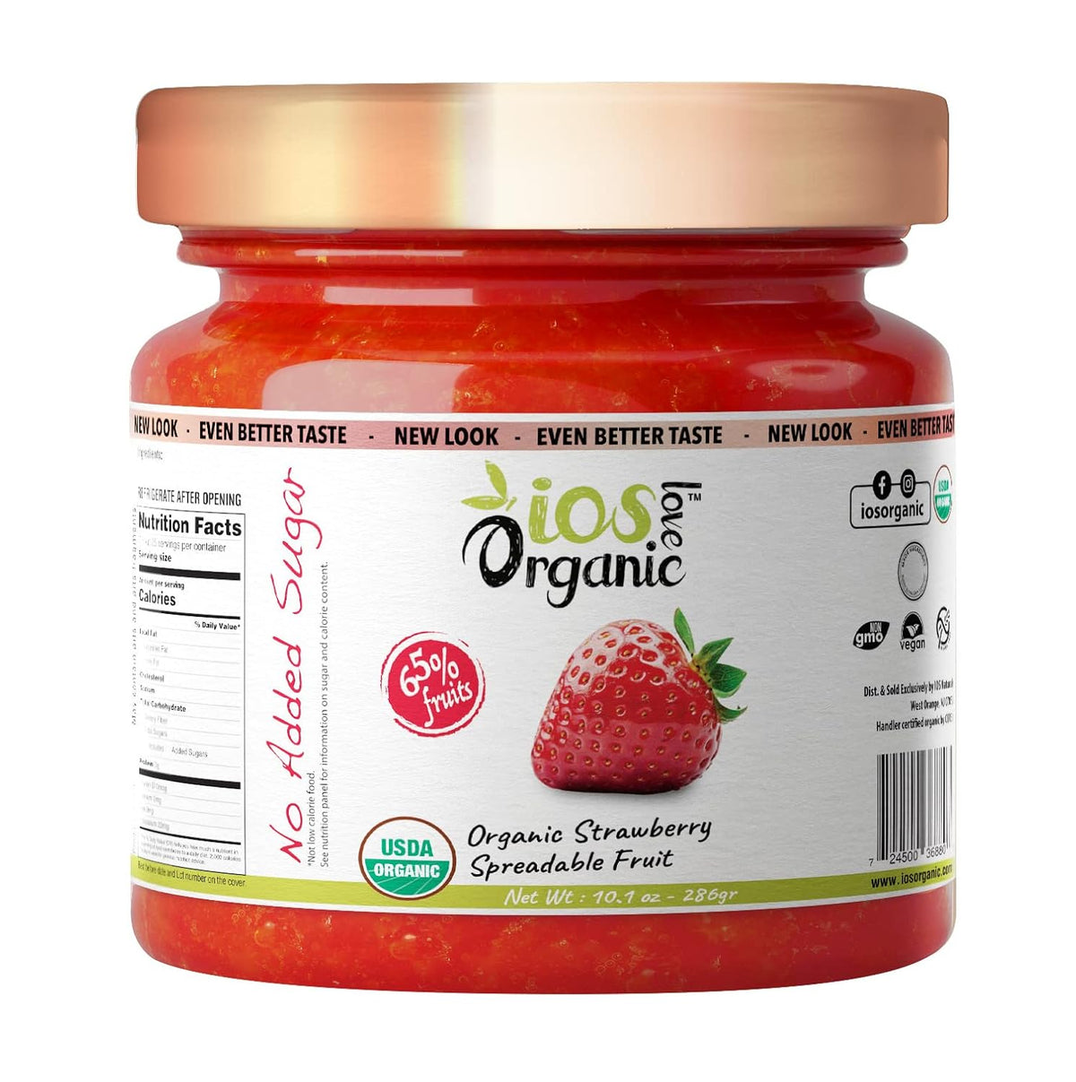 IOS Love Organic Strawberry Spreadable Fruit, 10.1 oz X 6