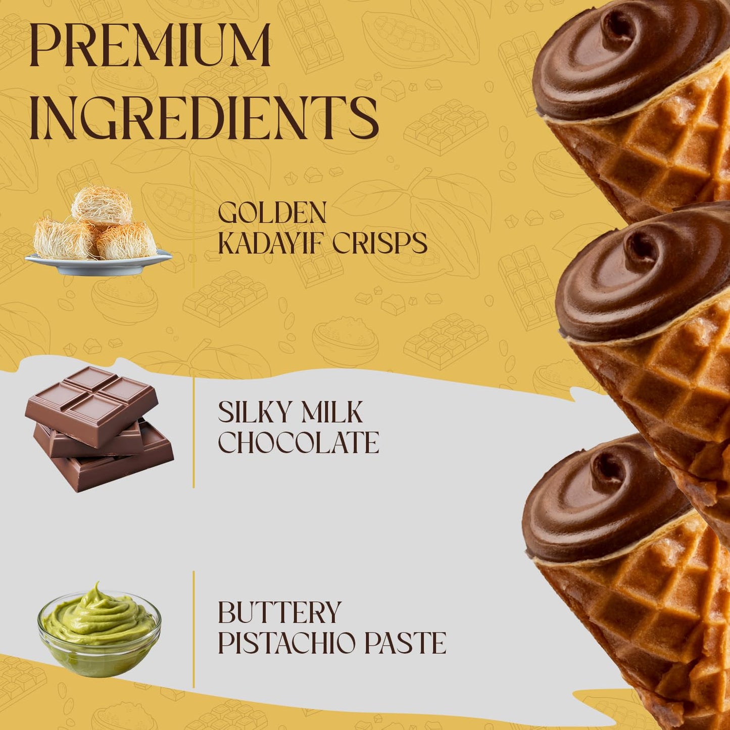 Beemax Dubai Style Chocolate Cones 4.24 oz (120g) X 12