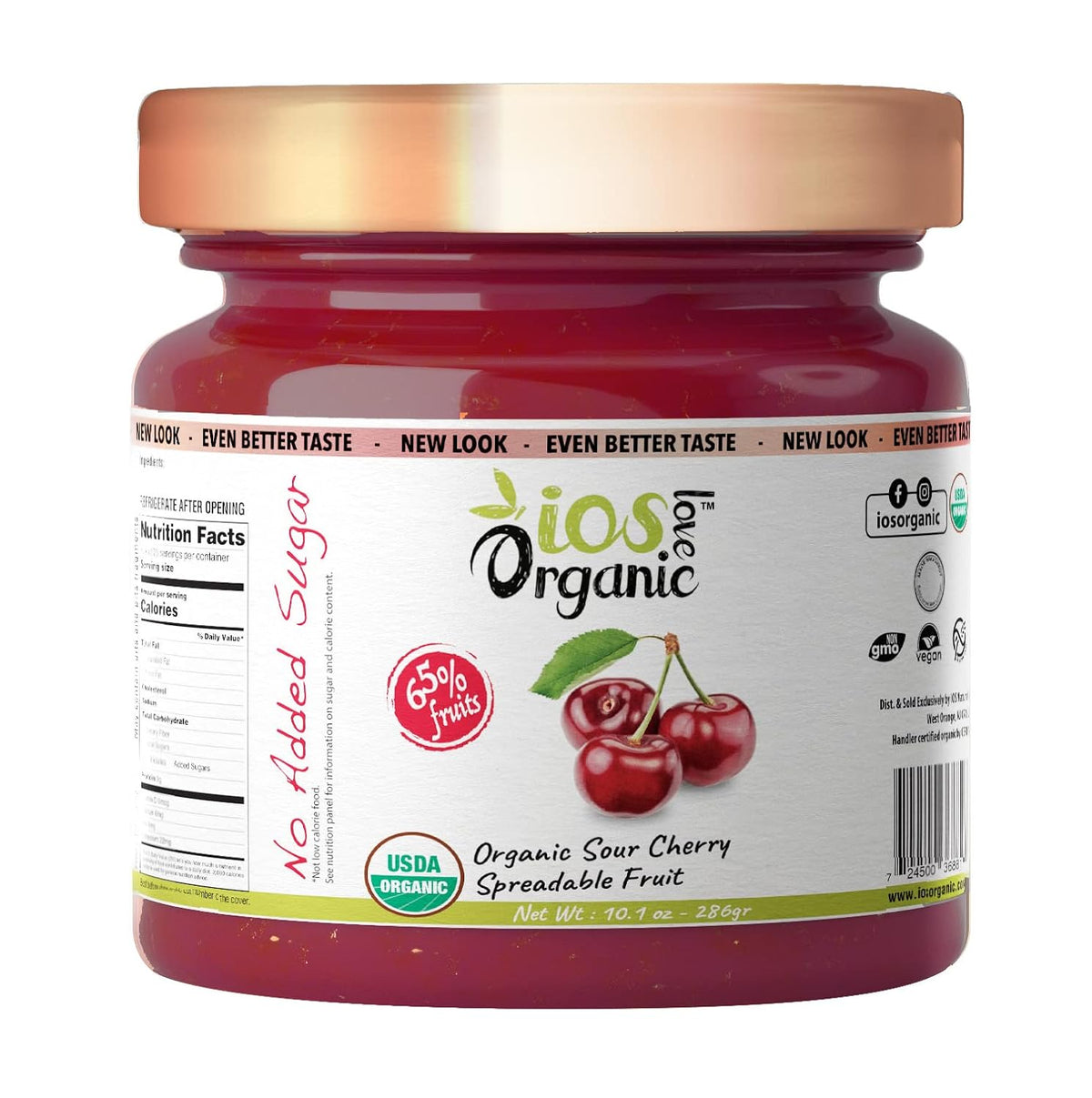 IOS Love Organic Sour Cherry Spreadable Fruit, 10.1 oz X 6