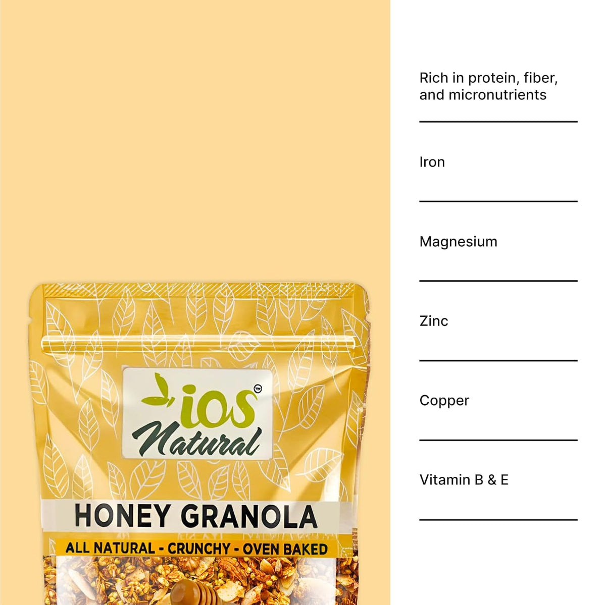 IOS Natural Honey Granola Cereals 12oz X 12