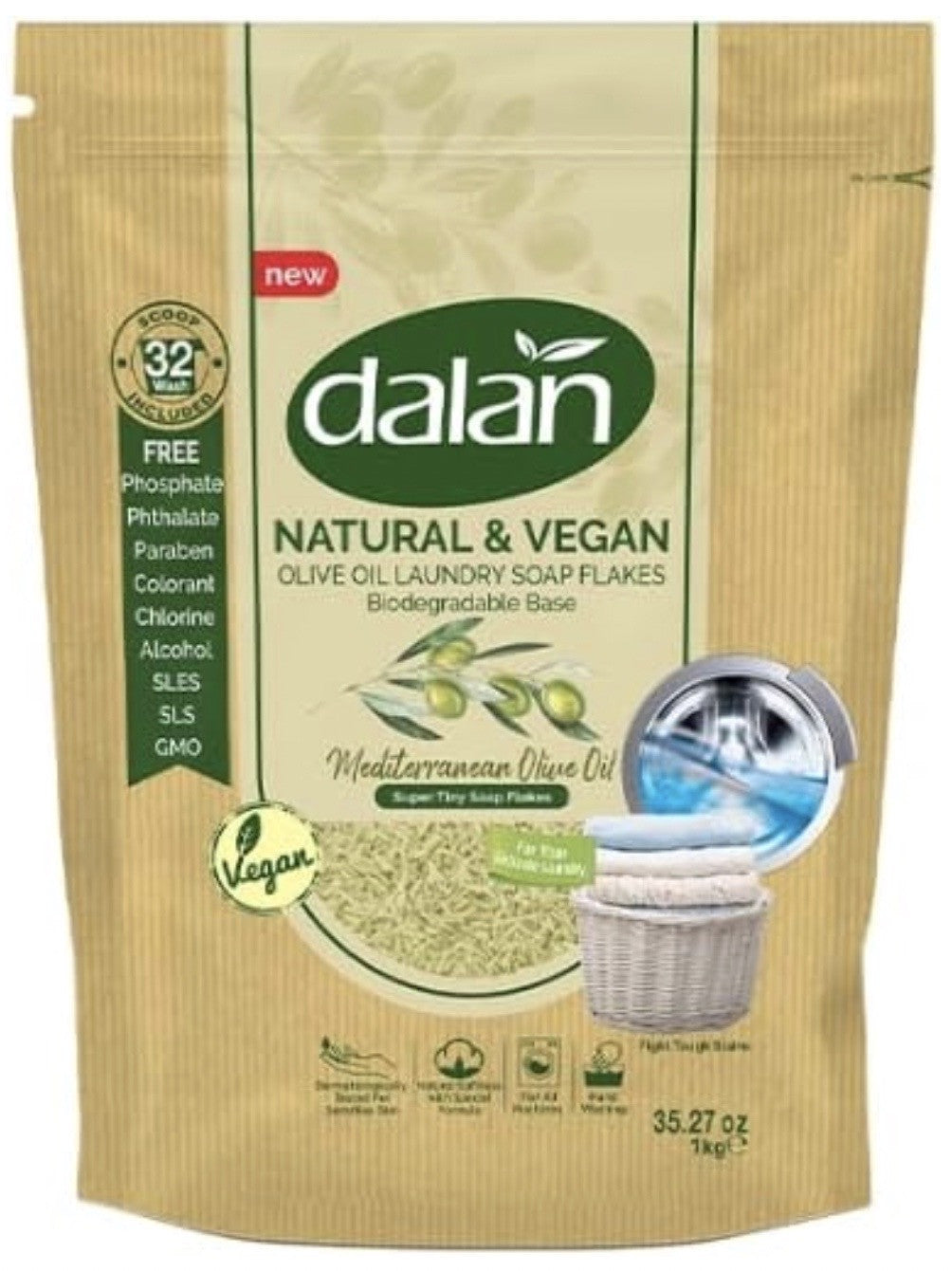 Dalan Olive Oil Laundry Soap Flakes 1 kg ( 35.27 oz ) 6/cs - DNLG35