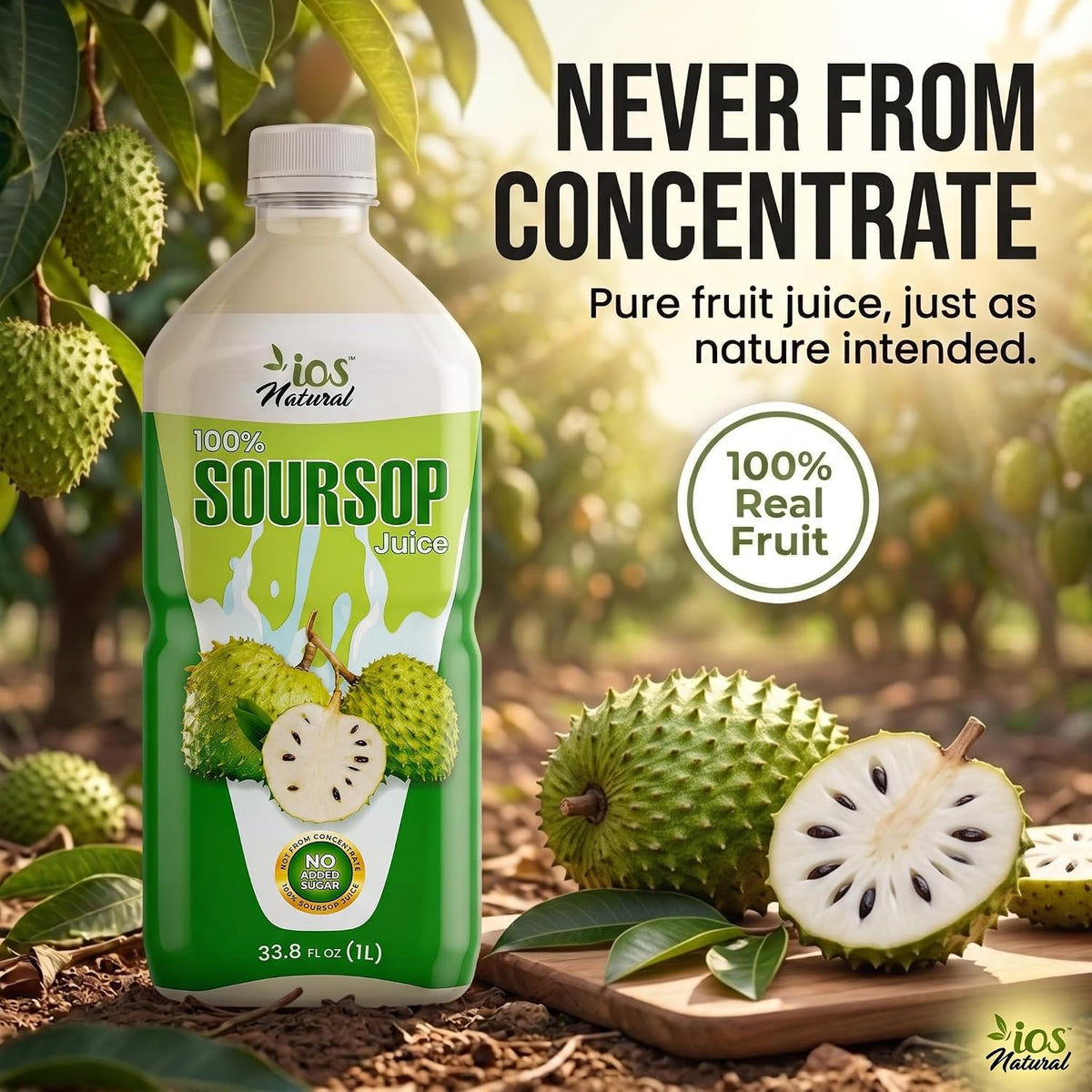 IOS Naturals 100% Soursop Juice 33.8 fl oz X 12