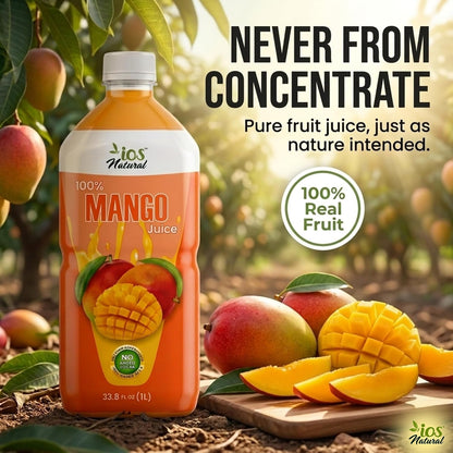 IOS Naturals 100% Mango Juice 33.8 fl oz X 12