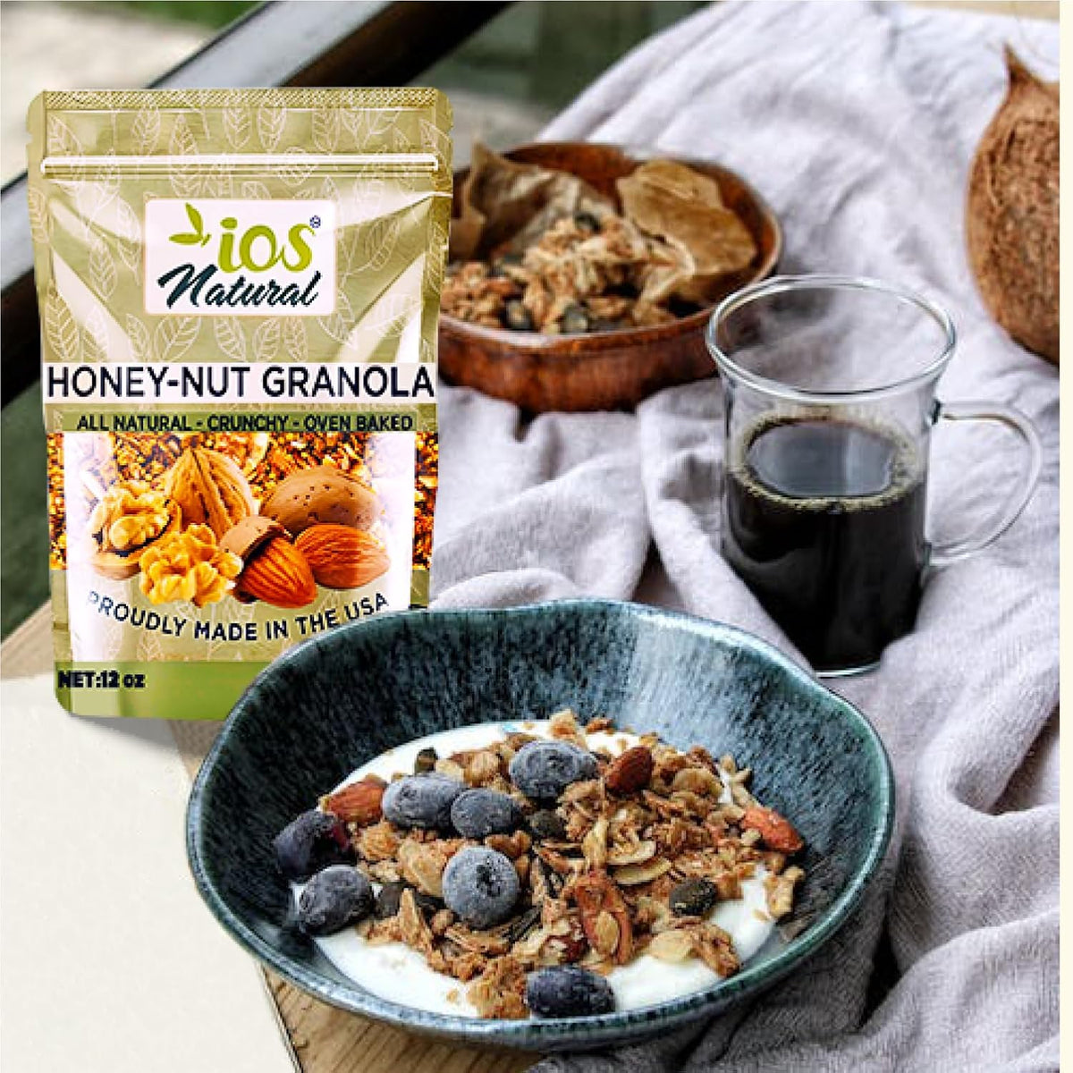 IOS Natural Honey Nut Granola Cereals 12oz X 12