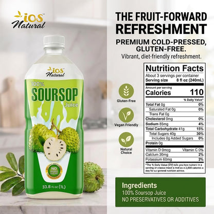IOS Naturals 100% Soursop Juice 33.8 fl oz X 12