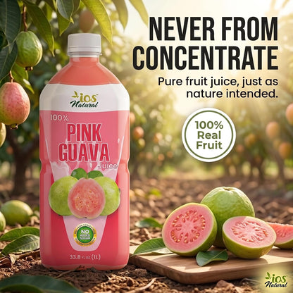 IOS Naturals 100% Pink Guava Juice 33.8 fl oz X 12