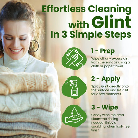Glint Multi-Purpose Herbal Cleaner, Plant-Based, Eco-Friendly, Stain & Grease Remover, 1000 ml (33.8 fl oz) X 12
