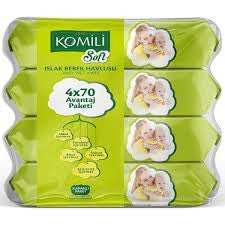 KOMILI Baby Wipes - Islak Mendil 4x70pc 1cs/8pcs