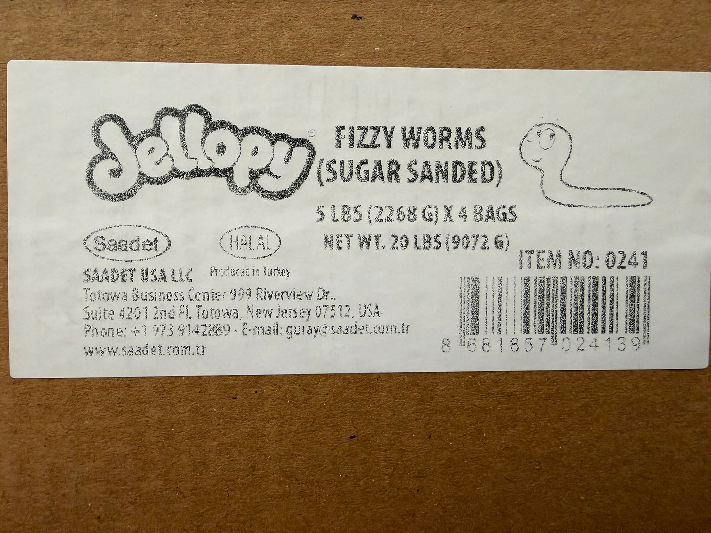 YAY FUN Bulk Gummy Fizzy Worms 5lbs. X 4Pcs - DBG-030