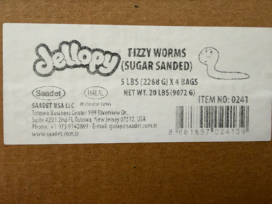 YAY FUN Bulk Gummy Fizzy Worms 5lbs. X 4Pcs - DBG-030