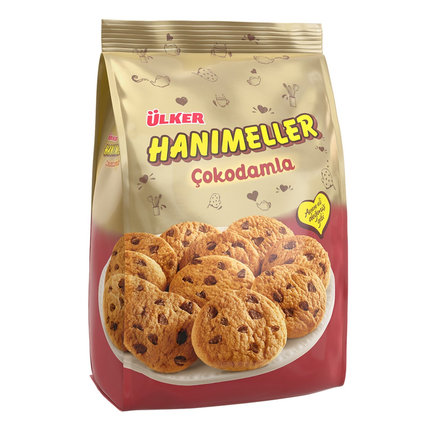 Ulker Han∆í¬±meller Cokodamla Chocolate Chips Cookies Pouch 5.29 oz (150g)  x 12 pcs