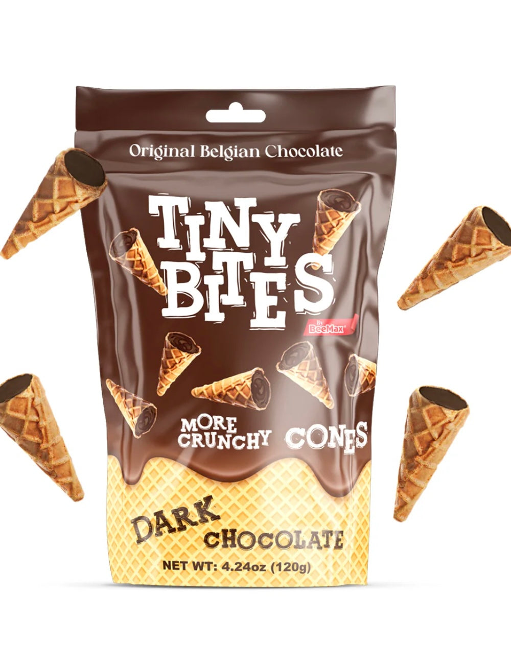 BeeMax Tiny Bites Dark Chocolate Waffle Cones 4.24 oz B2001