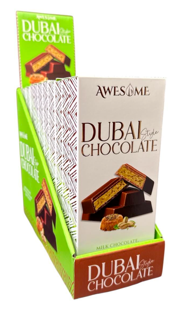Awesome Dubai Chocolate 6.35 Oz. (180g) x 12 Pcs. - AWS-001
