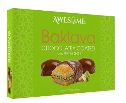 Awesome Chocolate Covered Baklava 9.51 Oz. (270g) Peanut x 6Pcs and Pistachio X 6Pcs (Total 12Pcs) - AWS-019