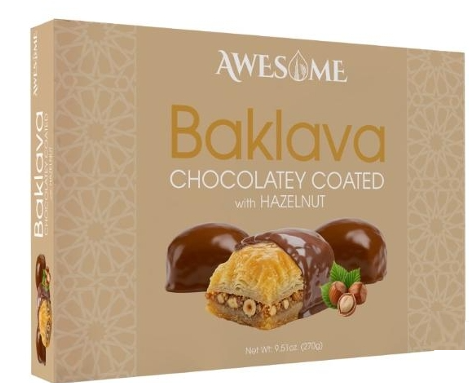 Awesome Chocolate Covered Baklava 9.51 Oz. (270g) Hazelnut x 6 Pcs. and Walnut x 6 Pcs. (Total 12 Pcs) - AWS-020