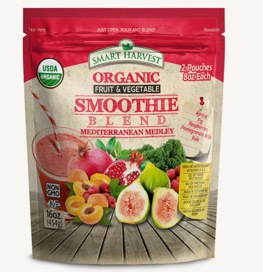 Smart Harvest Smoothie Blend Organic Mediterranean Medley 16oz (2 pack*8 oz) x 10pcs - SMA06